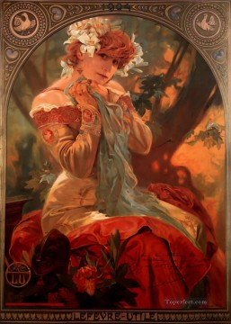LefevreUtile 1903 チェコ アール ヌーボー独特のアルフォンス ミュシャ Oil Paintings